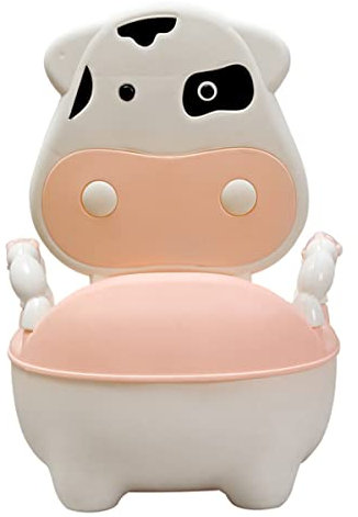 COO11 Baby Potty Training Toilet Seat, Cute Cow Design Chair with Armrest, Easy Clean Removable Urinal Pot with Lid, Lightweight and Comfortable for Toddlers Up to 18 Months (Pink)