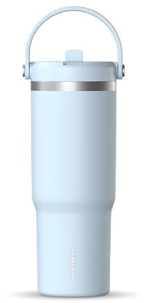 Hydrapeak Nomad Trinkbecher mit Griff und Trinkhalm-Deckel, auslaufsicher, doppelt isoliert, 950 ml, Edelstahl, Hellblau (Powder Blue)