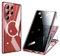 ksscaly Anti Peeping Hülle für Samsung Galaxy S23 Ultra Kompatibel mit Magsafe 360 Grad Schutz Case Privatsphäre Gehärtetes Glas Magnetische Adsorption Metallrahmen Handyhülle Anti-Spähen Cover (Rot)