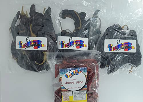 Pack Chiles Mexicanos - 4 Variedades de Chiles secos El Sarape | Chile de Árbol, Guajillo, Pasilla y Ancho - 100 Gr.c/u | La mejor seleccion de Chiles de Boemy para paladares Picantes