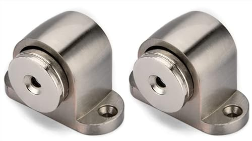 Magnetic Door Stoppers,Magnetic Door Stop Catch,Compact Stainless Steel Metal Magnet Door stopper,Wall Door Holder with Mounted Screws (Silver, 2PCS)