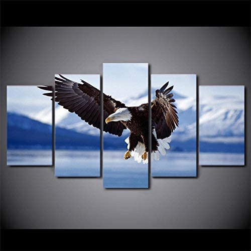 Leinwandbilder 5-Tlg. Vintage Tierischer Adler, Der Blauen Himmel Aufsteigt Wandkunstdrucke Bilder Für Schlafzimmer, Esszimmer, Küche, Badezimmer, Bilder Und Wandkunst, Dekoration, Kunstwerke Xl/150