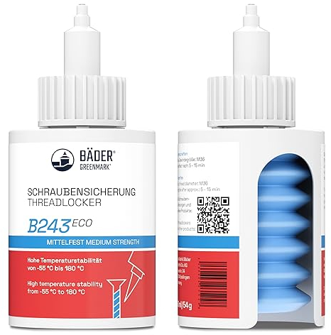 Bäder Schraubensicherung Mittelfest B243Eco Blau - Schraubenkleber 50ml, Gewindekleber, hitzebeständiger Kleber, Gewindedichtung flüssig, Gewinde Dichtmittel, Metall Kleber, Industrie Kleber