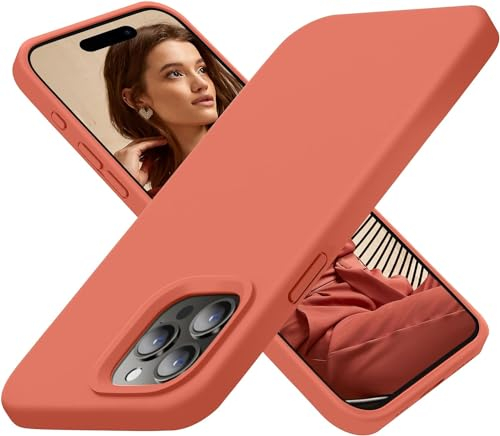 Mizi Flüssige Silikon-Schutzhülle für iPhone 15,5 cm (6,1 Zoll), schmal, 3 Schichten, weiches Gel-Gummi, stoßfest, Schutzhülle mit kratzfestem Mikrofaser-Futter, rutschfest, staubfrei, Rosa Pomelo