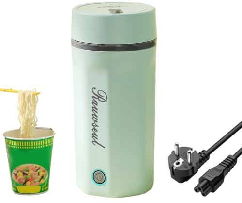 Bollitore elettrico da viaggio 500ml, mini scaldino portatile, 3 in 1, mini brocca thermos 304, alloggiamento in acciaio inox, 220V (AC), coperchio a pressione, spegnimento automatico, verde
