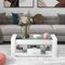 Sweiko Couchtisch,Moderner Kaffeetisch mit 1 Schubladen und Offenen Ablagen, Wohnzimmertisch Beistelltische mit Glasplatte,Rechteckiger Weiß Hochglanz-Sofatisch Sideboard