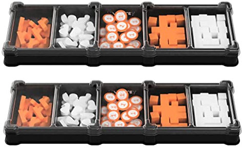 MEEPLE HOUSE UNIQ TRAY SYSTEM EuroToken Box für Brettspiele, Meeples, Würfel, Spielsteine (2 schwarze Tabletts mit transparentem abnehmbarem Deckel), 2 Stück