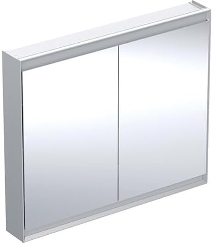 Keramag Geberit ONE Spiegelschrank mit ComfortLight, 2 Türen, Aufputzmontage, 105x90x15cm, 505.814.00.; Farbe: Aluminium eloxiert