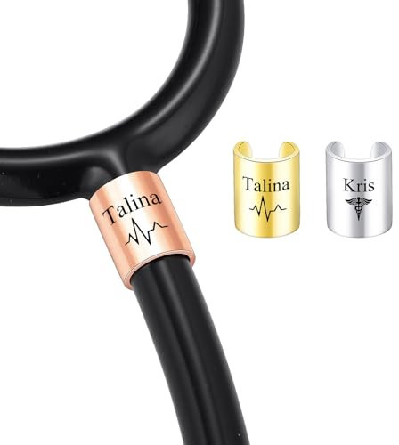 INBLUE Personalisierte Stethoskop Charms für Krankenschwester Edelstahl Gravierte Namen ID Tag mit Symbol Stethoskop Accessoires Geschenk für Arzt - Stil D