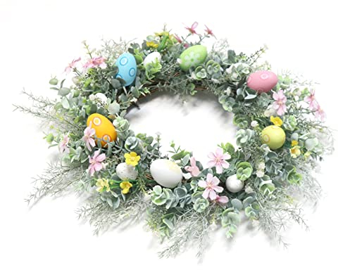 Ghirlanda Pasquale Ghirlanda Artificiale, Ghirlanda per L'estate, la Primavera e Tutte le Stagioni, Ghirlanda di Uova Colorate per la Porta D'ingresso Decorazione della Casa Pasquale(#1)