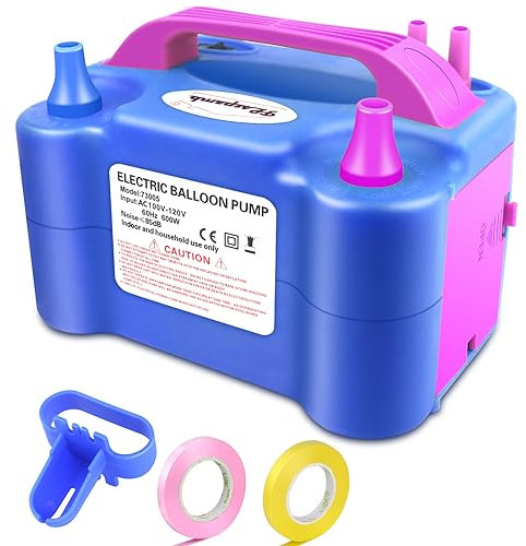 FLSEPAMB Electric Balloon Pump UK,600W Portable Balloon Pump Electric With 2+2 Nozzle,Auto 2 Modes Balloon Inflator Pump,Balloon Machine to Fill Balloons,Blue