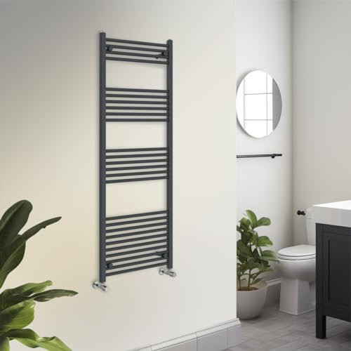 Warmehaus Towel Radiator 1600 x 600mm Grey Contemporary Bathroom Towel Rail - Straight