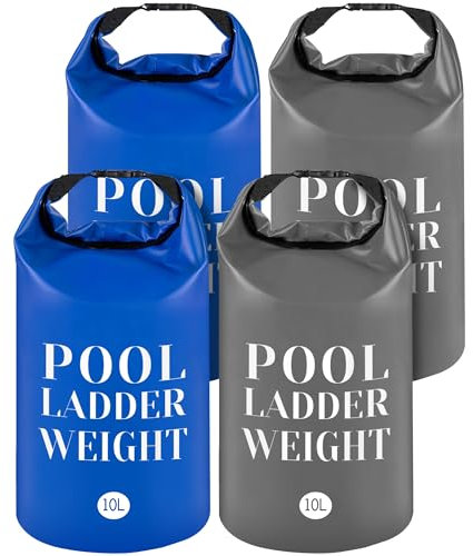4 unidades de pesas de PVC 500D para escalera de piscina, bolsas de arena impermeables de 10 L, bolsa de anclaje para escalera de piscina rellenable con asa resistente para escalones de piscina