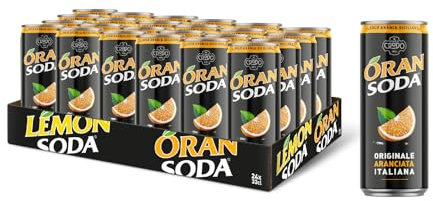 Oransoda | Bevanda Gassata all'Arancia, 24 Lattine da 33 cl, L'originale Aranciata Italiana, Rinfrescante, con Succo di Arance Siciliane, Senza Coloranti