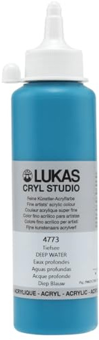 Lukas CRYL Studio Künstler-Acrylfarbe, Tiefes Wasser, 250 ml Flasche - Hochpigmentierte Acrylfarben für Leinwandmalerei, Großformatige Werke - Mittelviskosität, Wassermischbar, Schnelltrocknend