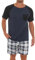 Jahetuul Schlafanzug Herren kurz kariert Pyjama Männer Nachtwäsche Set Zweiteilige Schlafanzüge Sommer Shorty Pyjama Jungen Karierte Schlafanzughose
