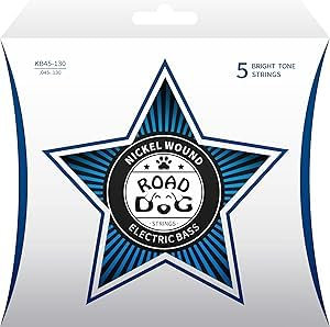 Road Dog Cordes pour guitare basse à 5 cordes (045-130) – Cordes de guitare basse enroulées en nickel avec revêtement PVD ultra fin