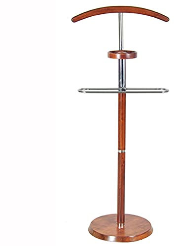 FQCXCKJ Herrendiener aus Massivholz, Kleiderständer, Organizer mit Kleiderbügel und Hosenstange, Herrendiener, Kleiderständer, stabile, schwere Basis (Kirsche, 47 x 140 cm)