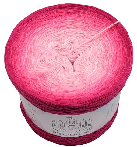 Farbverlaufsgarn Fruchtbombe 4 oder 3 fädig Bobbel Wolle häkeln stricken (Fruchtbombe - Hot Pink außen, 4 Fach - 400g/1520m)