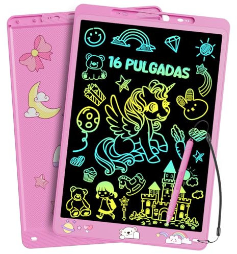 16 Pulgadas Tableta de Escritura LCD de Colores, Electight Tablero de Grafiti con Pizarra de Dibujo Borrable Portátil para Niños de 3 4 5 6 7 Años, Rosado