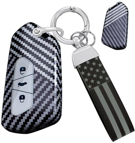 ontto Porte-clé 3 boutons compatible avec Volkswagen ID.3 ID.4 ID.6 Golf 8 GTI MK2 Accessoires de voiture Coque de clé de texture carbone compatible avec Seat Leon MK4 Tarraco Ateca, B - porte-clés -