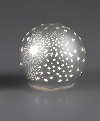 Formano Weihnachtskugel Deko Kugel LED Lampe Weihnachten Standkugel 12 cm matt Silber mit Licht