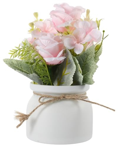 Amosfun Bonsaï Artificiel Rose en Pot Plante Décorative Intérieur pour Maison Bureau Restaurant Décoration De Paysage Miniature Ornement De Plante Artificielle