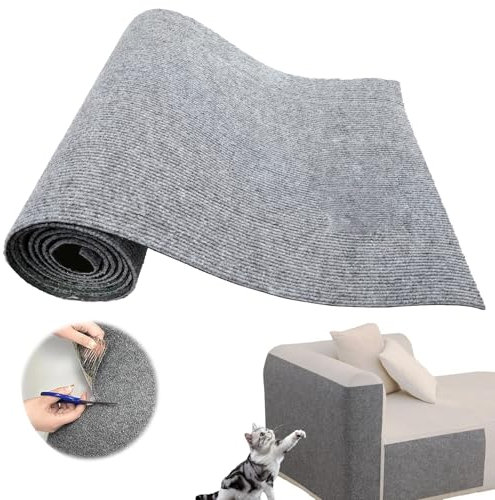 Queryifv 200cmx40cm Selbstklebende Kratzmatte für Katze, Kratzschutz Sofa Katze Selbstklebend Kratzmatte Selbstklebend Grau für Katzen Kratzschutz Möbelbank Tür