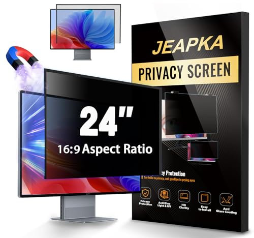 JEAPKA Hidden Design Magnetic Computer Privacy Screen 24 inch, Removable Privacy Screen Filter for Frameless Monitor 16:9 Widescreen, Anti Blue Light Shield, Anti-Glare Protector