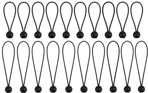 20 Pièces Tendeur Elastique, Tendeur Bache avec Boule, Sandow Elastique pour Pavillon, Bâche, Camping, Tente, Rideaux Harnais d’Extension (20cm and 15cm)