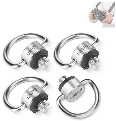NEEWER D Ring Schrauben Set (4er Pack), Edelstahl Befestigungsschraube mit 1/4 Gewinde, Ersatz für Schultergurt, Handschlaufe, Tragegriff, DSLR Kamerakäfig, UA076