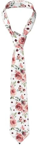 NBHDZENGW Cravate réglable pour homme avec motif floral en fleurs de rose en fleurs, cravate classique pour homme, pour affaires, mariage, fête, travail, Noir , taille unique
