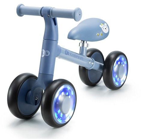 Kinderkraft Cutie Flash Laufrad, Lernlaufrad, Kinderlaufrad, Lauflernrad ohne Pedale, Räder mit LED-Lichtern, Modernes Design, Sichere Konstruktion, für Kinder ab 1 Jahr, Blau
