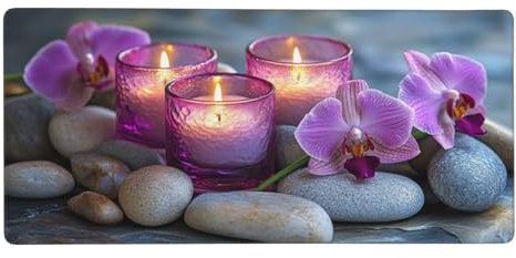 Orchid Mouse Mat XXL 900 x 300 x 3 mm, Zen Gaming Mouse Pad with Stitched Edges Anti-Slip Base, Extended Keyboard Mat Improved Precision and Speed, Office Accessories Desk Decor, Gifts for Men -265