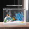 DarkWish Ensemble de décoration d'aquarium : corail Rei, boule de sirène, grotte en céramique, étoile de mer, perle, décoration sûre pour aquarium Betta, poisson rouge, eau douce et Marie, bleu