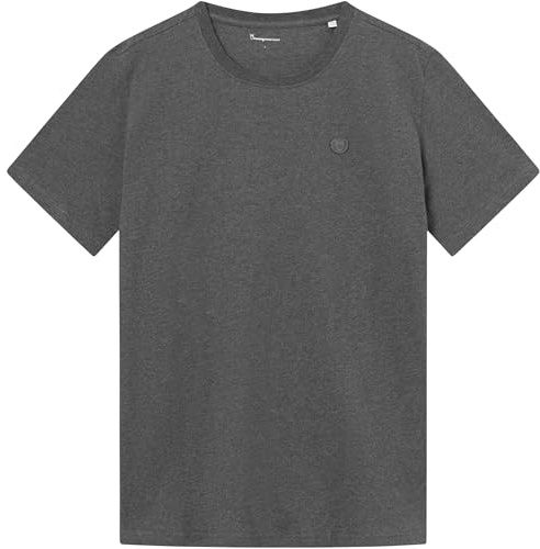 KnowledgeCotton Apparel Badge T-Shirt, M, Dark Gray Melange