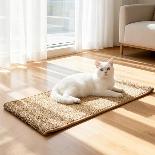 Ordora Large Cat Scratcher Mat: 31.5 X 14 Inch Upgrade Soft Sisal Horizontal Cat Floor Scratching Pad, Cat Scratching Rug Protect Furniture