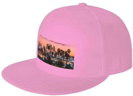 QGWDYYJQ Los Angeles Palm Trees Stampato Baseball Cap Fashion Sun Hat Outdoor Leisure Cap, rosa, 4-7