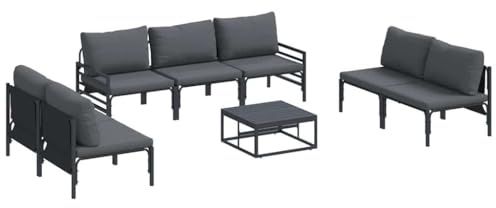 vidaXL Garden Sofa Set 8 pcs Anthracite Steel, Alfresco Setting, Garden Lounge, Deck Seating, Outdoor Furniture, Patio Chairs, Yard, Porch Set Relaxation