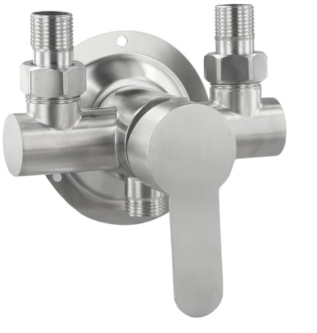 Edelstahl-Duscharmatur, 304 Warm- und Kaltwassermischer, Wandmontage, gebürsteter verstellbarer Metallgriff, Mischventil freiliegend