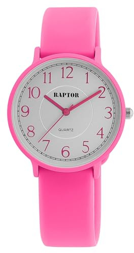 Raptor Damen Armbanduhr Analog in Pink, Gesamtlänge 23.5 cm, Silikonarmband – 3 ATM