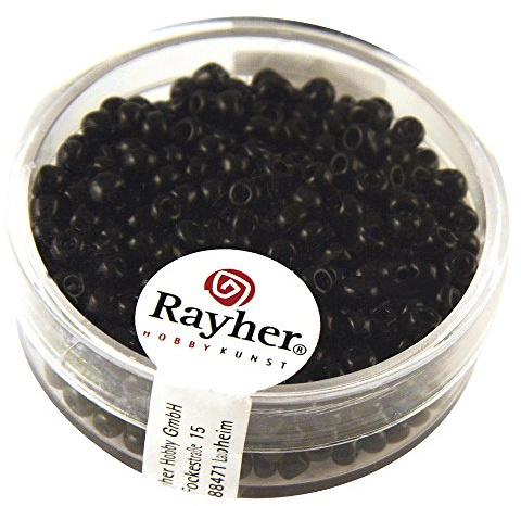 Rayher 1405601 Rocailles, 2,6 mm ø, opak, schwarz