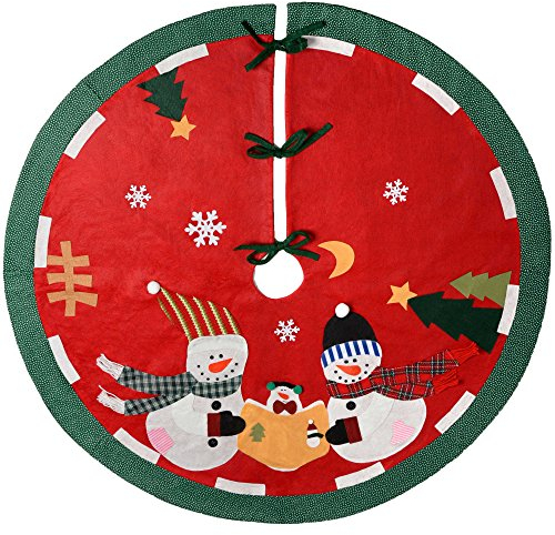 WeRChristmas – Pupazzo di neve Famiglia Albero di Natale gonna decorazione, Tessuto, Multicolore, 120 cm, grande