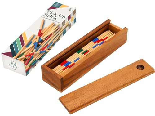 BSIRI Mikado Wooden Pick Up Sticks Classic Board Game for Adults in Family and Board Games for Senior and Brain Teasers of Mathematics Fun Table Games