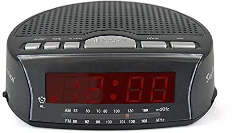 LLOYTRON Daybreak Alarm Clock Radio with Buzz Alarm or Radio - Snooze Function - Sleep Timer - Rotary Tuning and Volume Controls - Mains Operated - AM / FM Radio - J2006BK - Black
