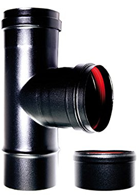 Raccord en T chaudière 90 ° fm-f DN 80 mmsmaltato 600 degrés poêle à granules tube noir de bois CE Made in Italy
