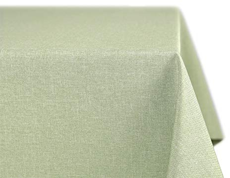 BEAUTEX fleckenabweisende und bügelfreie Tischdecke - Tischtuch mit Lotuseffekt - Tischwäsche in Leinenoptik, Eckig 110x160 cm, Hellgrün