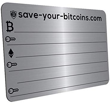 Save-Your-Bitcoins Private Key Recovery Metallplatte aus Edelstahl (V4A) mit Holder, 1 Stück