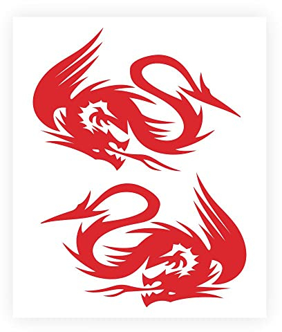 4R Quattroerre.it 15855 Vorgeschnittene Aufkleber Drachen rechts und Links, Rot, 10 x 12 cm