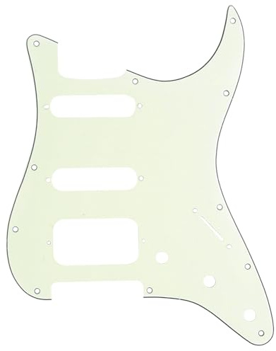 Musiclily Pro 11 Löcher HSS Runde Ecke Schlagbrett 3 lagig Mint Elfenbein | mit 2 Schrauben Humbucking Pickup Mount, für Fender American/Mexican Strat E-Gitarre